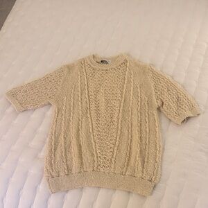 Zara Beige Knit Crew Neck Sweater